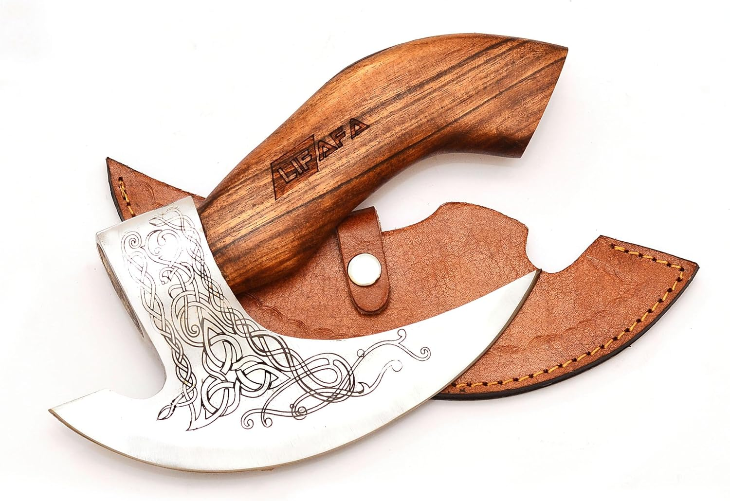 LIFAFA Hanmade Viking Pizza Cutter Axe with Sharp Steel Blade with Ash Wood Handle Rust Proof for Gift Item AU image number 2