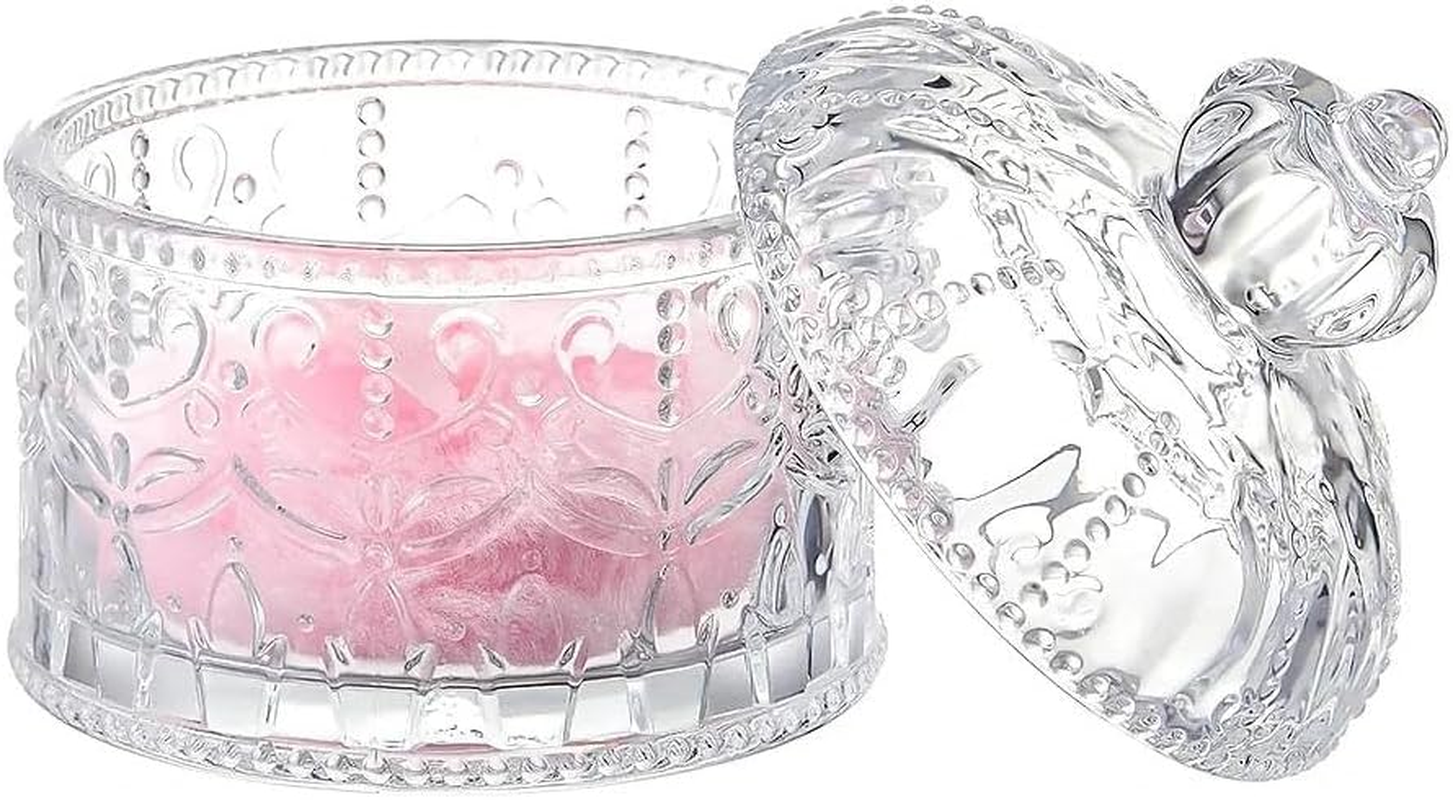 Body Powder Puff and Container Set with 2 Soft Puffs, Large Crystal Glass Powder Jar for Makeup Application and Storage-Ermaoo image number 3