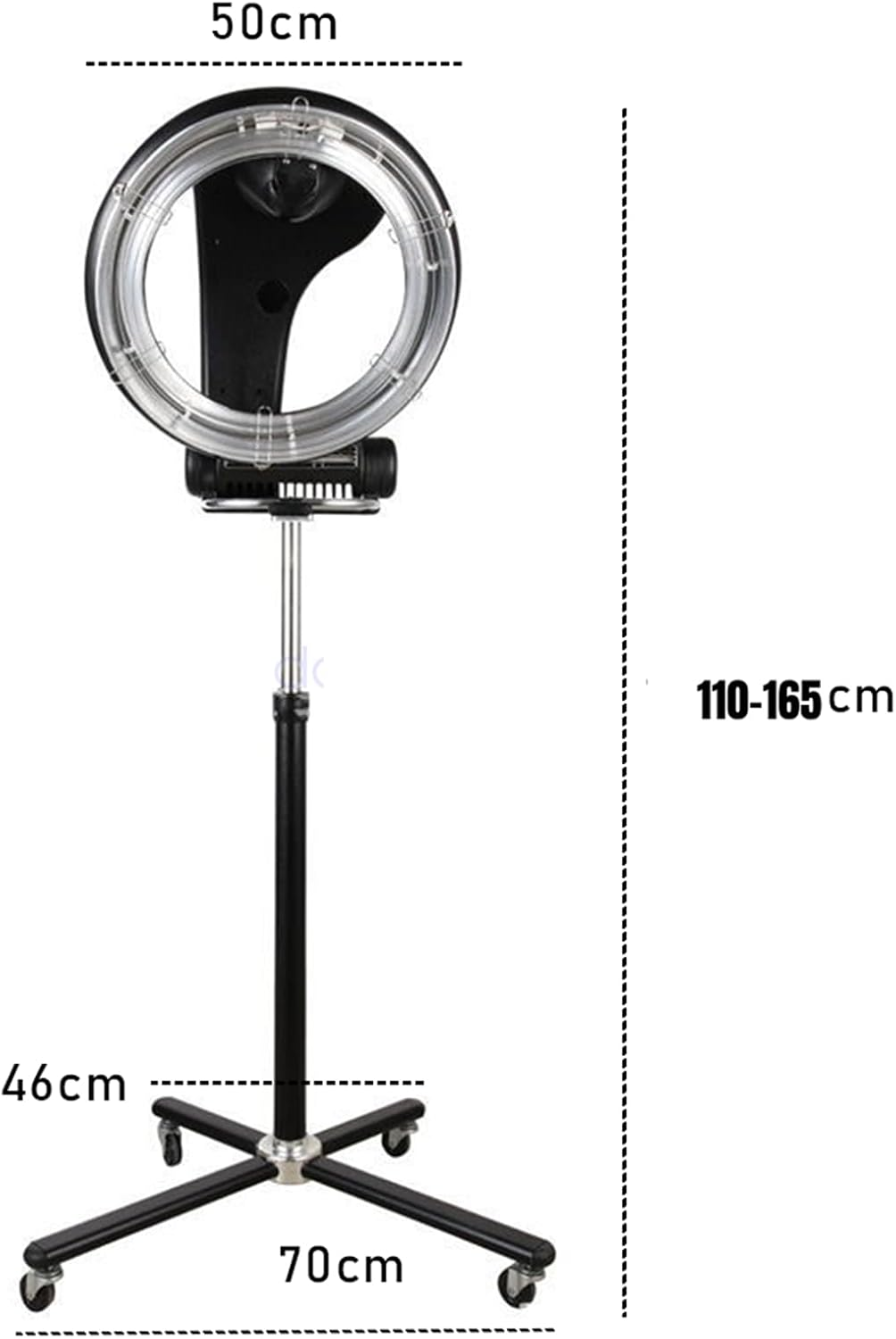 1 PC Standing Hair Dryer Accelerator Colour 360 Rotating Halo Rolling Adjustable Height 110-165Cm Salon Equipment 2.2M Cord Length Timed Temperature Adjustment image number 2