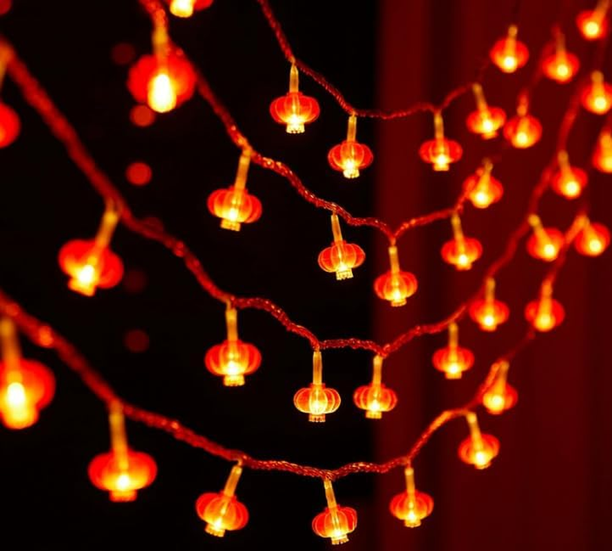 Chinese New Year Mini Red Lantern String Lights, 6M 40 LED Lantern Lights for Indoor Outdoor Festival Decor, Warm White Holiday Party Decoration for Spring Festival Year of the Horse 2026, No Battery image number 4