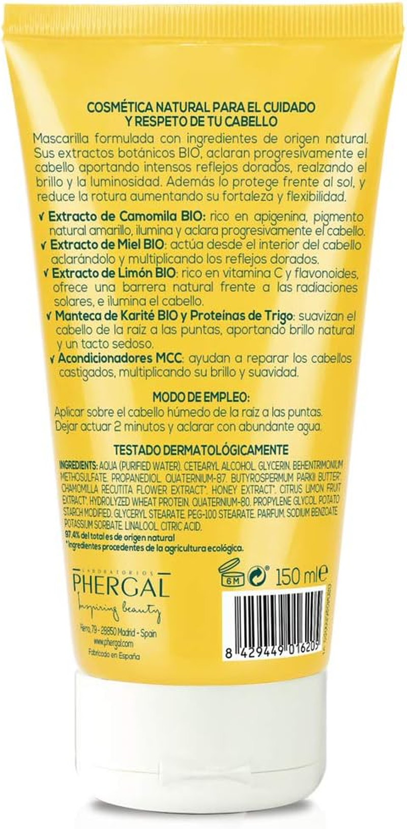 Naturtint Chamomile Mask Moisturising and Shiny Intensive Golden Reflections 97.4% Natural Ingredients Chamomile, Honey and Lemon 150Ml image number 3