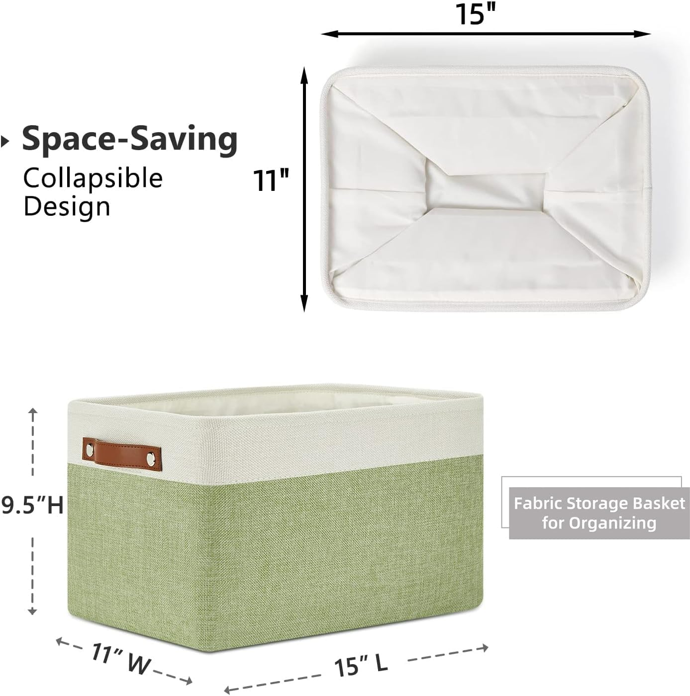 Tinyso Fabric Nursery Storage Baskets for Shelves(3 Pack),Foldable Large Storage Baskets for Organizing,Linen Storage Cube Box Decorative Baskets Bins with Handles for Closet,Clothes,Toy image number 3