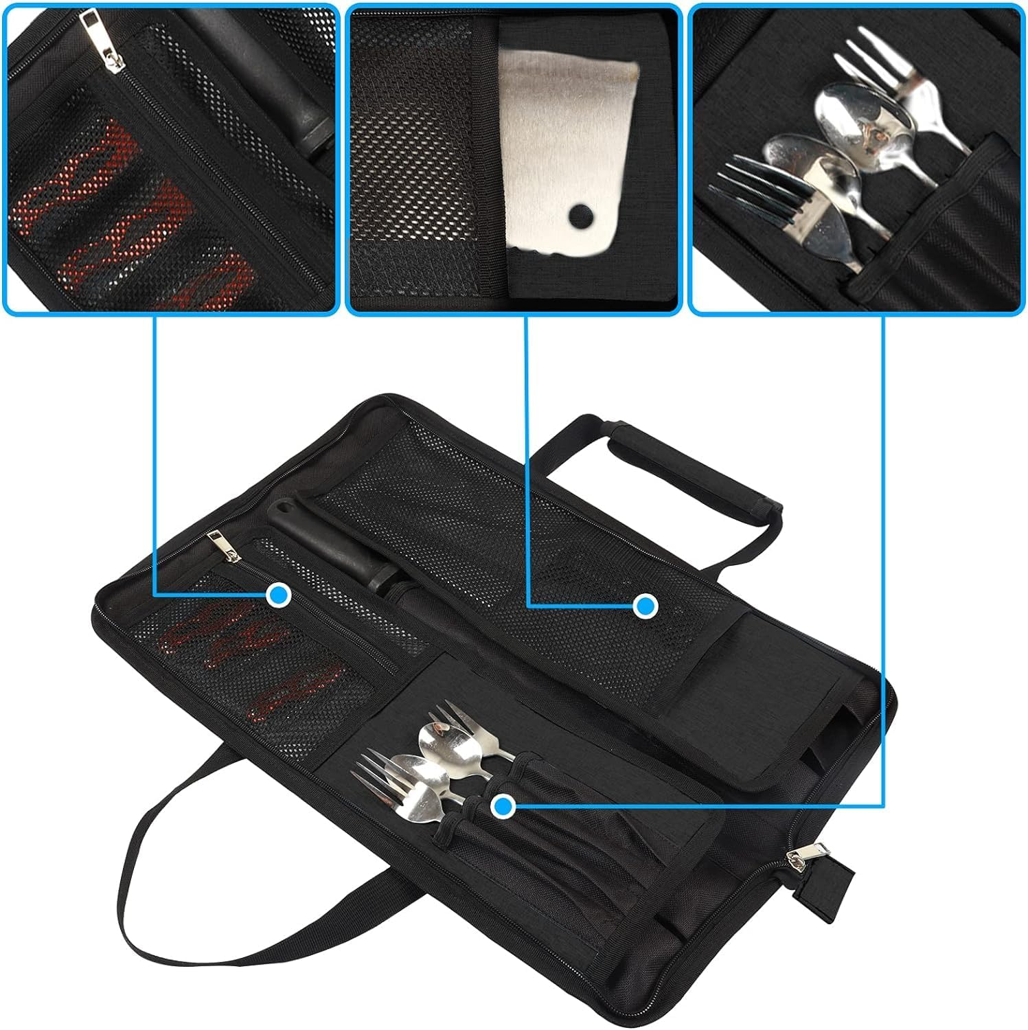 Knife Roll,Chef Knife Bag,13 Slots Knife Bags for Chefs Knife Roll Bag,Chef Bag for Knives and Kitchen Utensils,Heavy Duty Knife Case,Knife Holder Carrying Case Gifts for Men Dad Husband Boyfriend Him image number 1