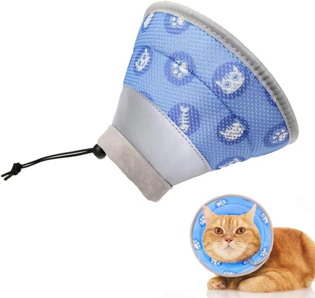 LEEQ Cat Collar, Foldable Soft Protective Collar, Cat Collar, Recovery Collar, Soft Cat Protective Collar, after Surgery and Injuries for Cats, Blue (Neck Circumference 14-24 Cm) image number 4