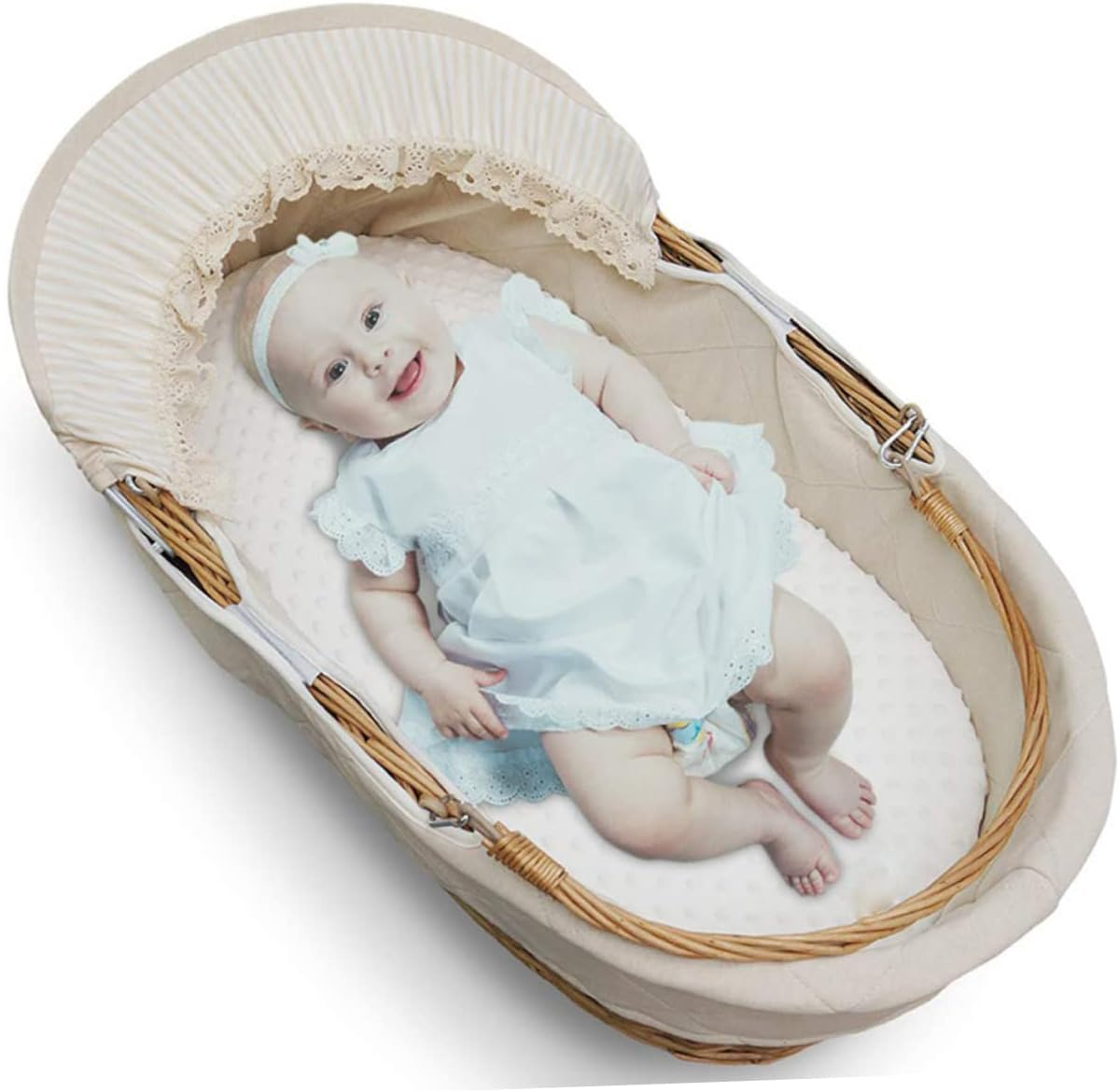 Baby Changing Pad Cover Set 2Pcs Polyester Changing Table Protector Detachable Washable Liners in White and Grey for Nursery Use image number 1