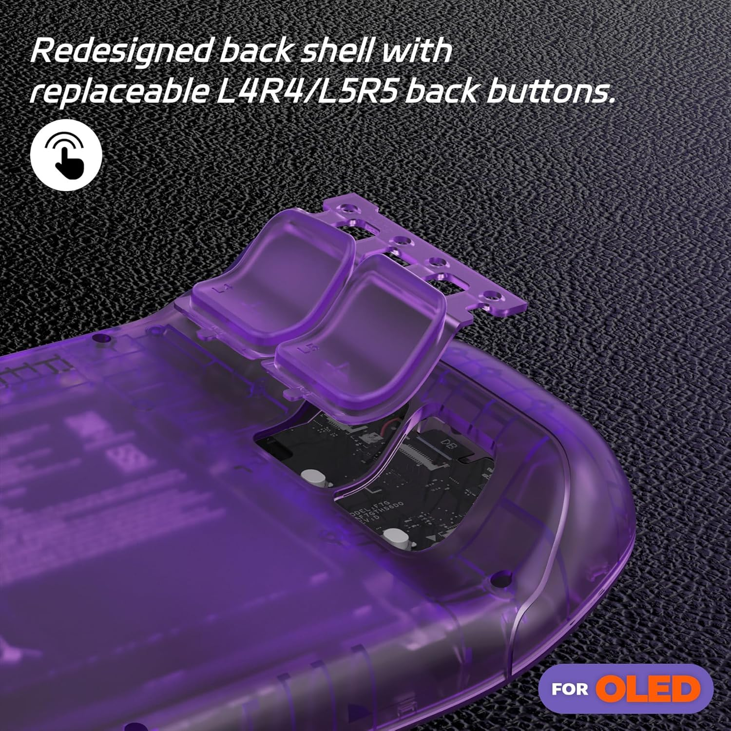 Extremerate Replacement Full Set Housing Shell with Buttons for Steam Deck OLED Handheld Console, Custom DIY Clear Atomic Purple Faceplate Back Plate Trackpad Case for Steam Deck OLED Console - Clear image number 2