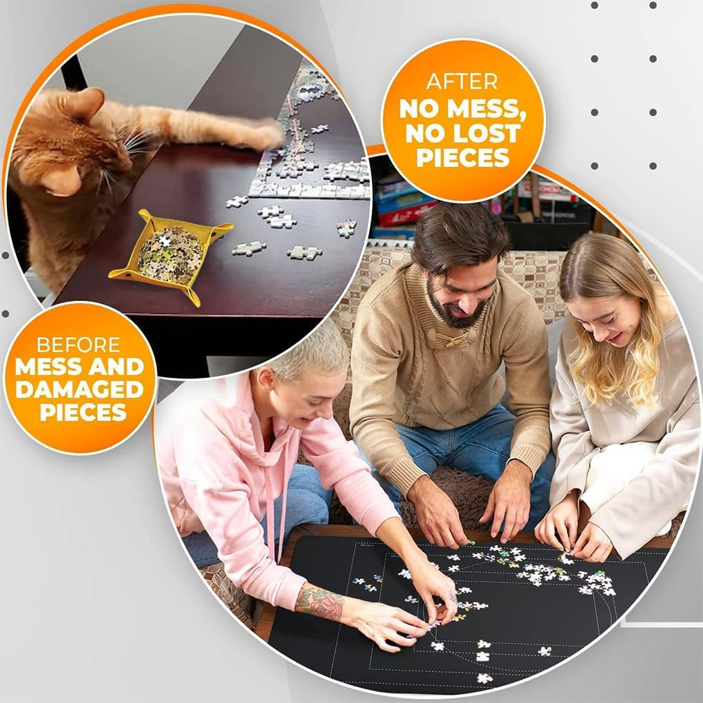 Vivva Jigsaw Puzzle Mat Roll Up,2000Pcs Portable Puzzle Board Puzzle Storage Puzzle Saver, Environmental Friendly Material (Black) image number 5