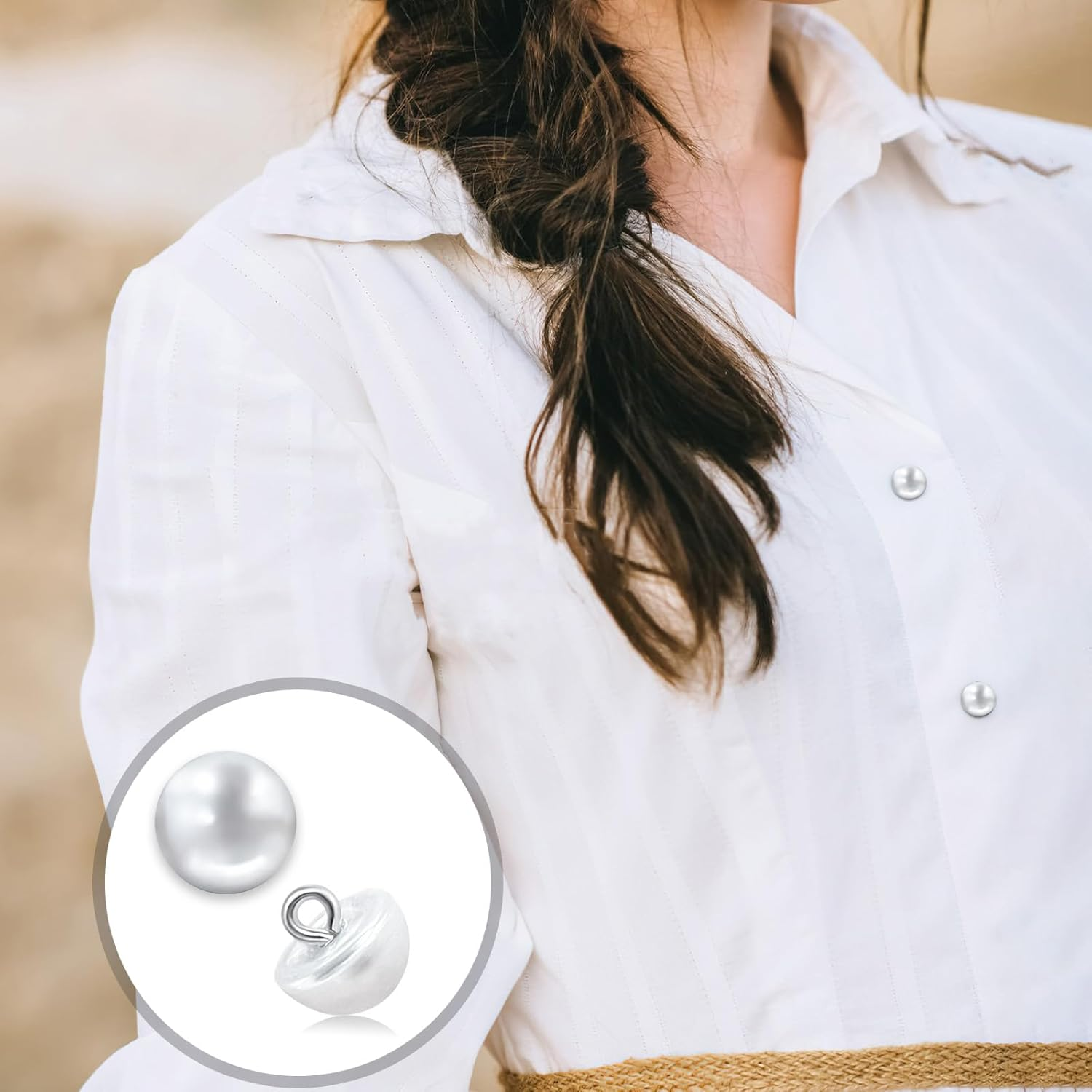 120 Pcs 10Mm Pearl Buttons with Shank round Pearl Buttons, Hole White Plastic Pearl Bead Decorative Buttons for Wedding Dress, Skirts, Gloves, Sweaters, Shirts, Hats, Scarves, Headbands Crafts (White) image number 6