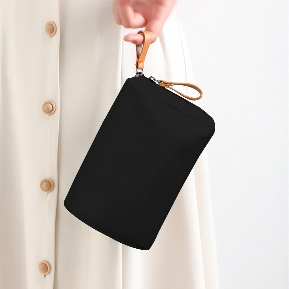 Small Makeup Bag Beauty Cosmetic Organizer Pouch,1Pc Small Cosmetic Bag Mini Portable Makeup Bag,Mini Cosmetic Bag Travel Make up Pouch with Double Zipper,Black