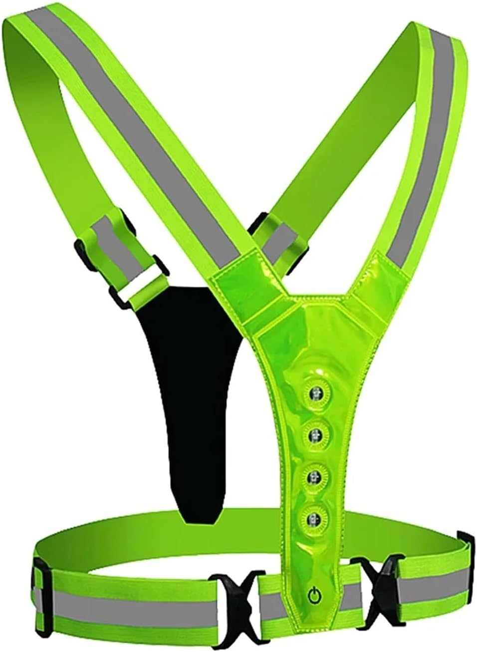 Jiningxinxin Motorcycle LED Reflective Vest Night Running Vest Glowing Reflector Straps Safety Vest Cycling Vest Warning Lights Reflective(Green) image number 2