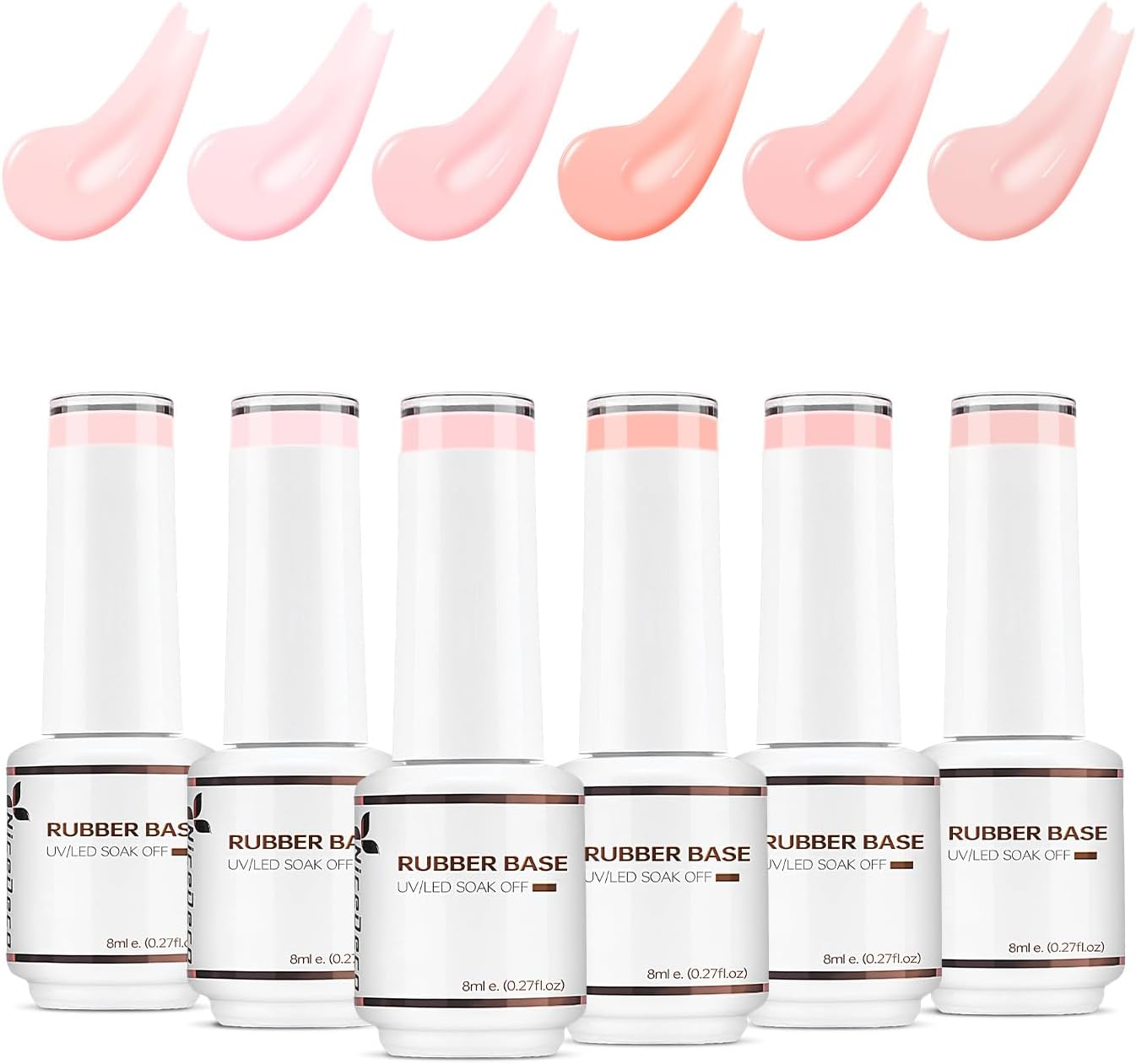 Nicedeco Rubber Base Gel Polish for Nails 6 Pcs Rubber Gel Nail Strengthener Nude Pink Nail Gel Polish Set 37 Cruelty-Free & Vegan - Set6-33 image number 5
