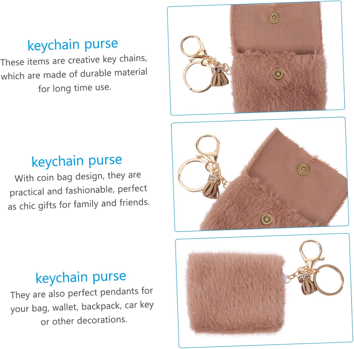 PACKOVE 2Pcs Mini Coin Bag Keychain Change Bag Key Holder Keychain for Daily Use Mini image number 2