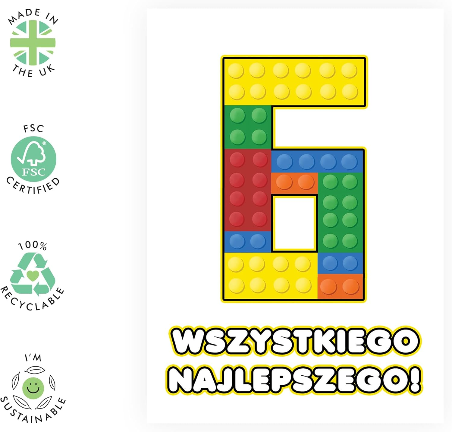Central 23 6. Urodziny - 6 Klock&oacute;w - Karta Z Kamieniem Milowym Dla Malucha W Wieku Sześciu LAT - 6. Urodziny - Klocki - Prezenty Dla Chłopc&oacute;w, Wnuk&oacute;w I Siostrzeńc&oacute;w - Z Naklejką image number 3