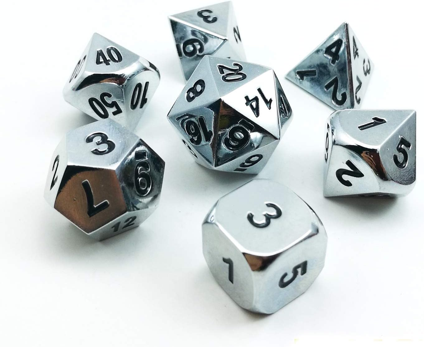 Bescon Deluxe Golden Solid Metal Polygonal Dice Game Dice for DND Dungeons and Dragons, Gold Metallic RPG - Role Play Polyhedral Dice 7 Pieces Set D4 D6 D8 D10 D12 D20 D% image number 2