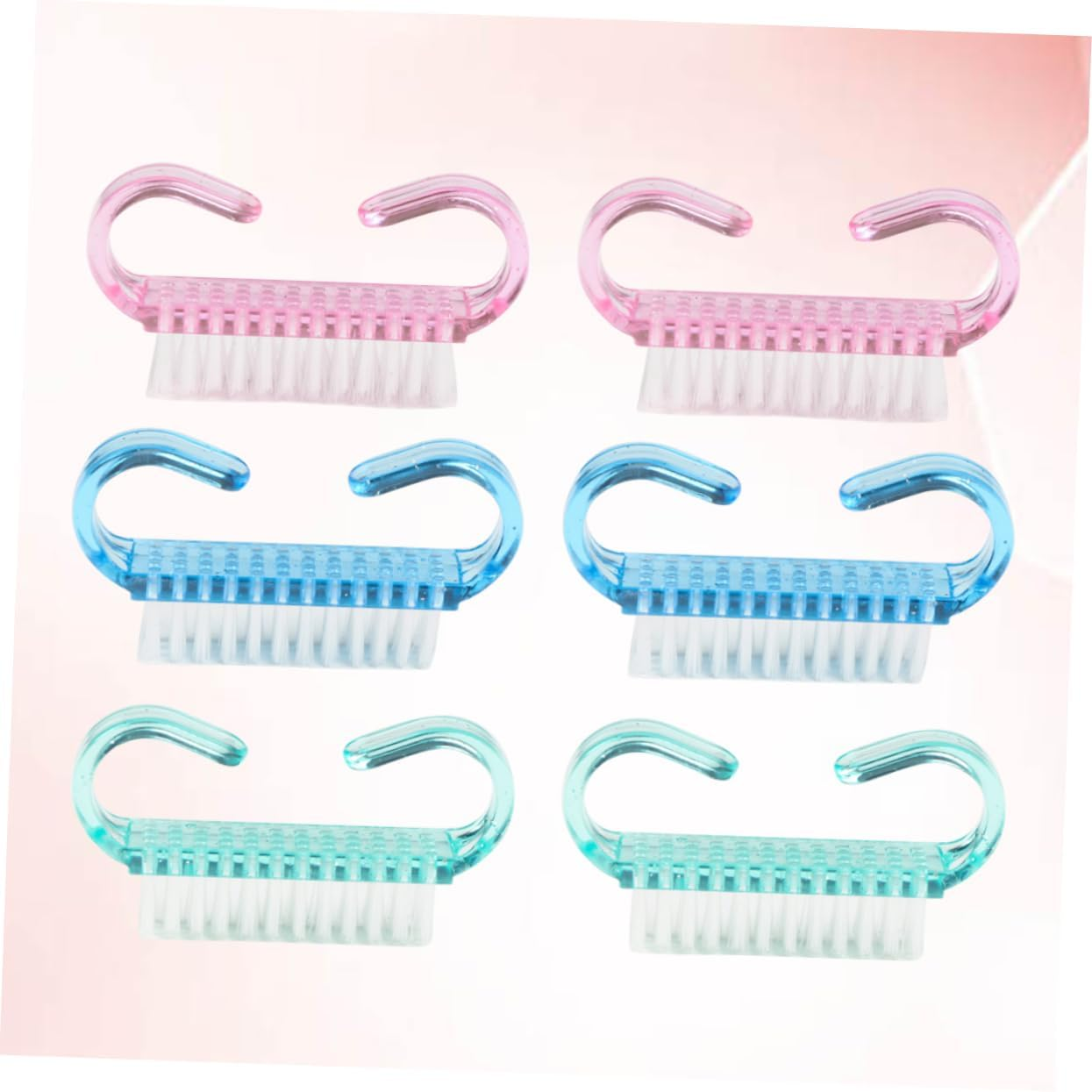 Mikinona 6Pcs Women Nail Brush Soft Bristle Hand Brush Nail Scrub Art Cleaning Tools Easy to Grip Handle Cleaning image number 1