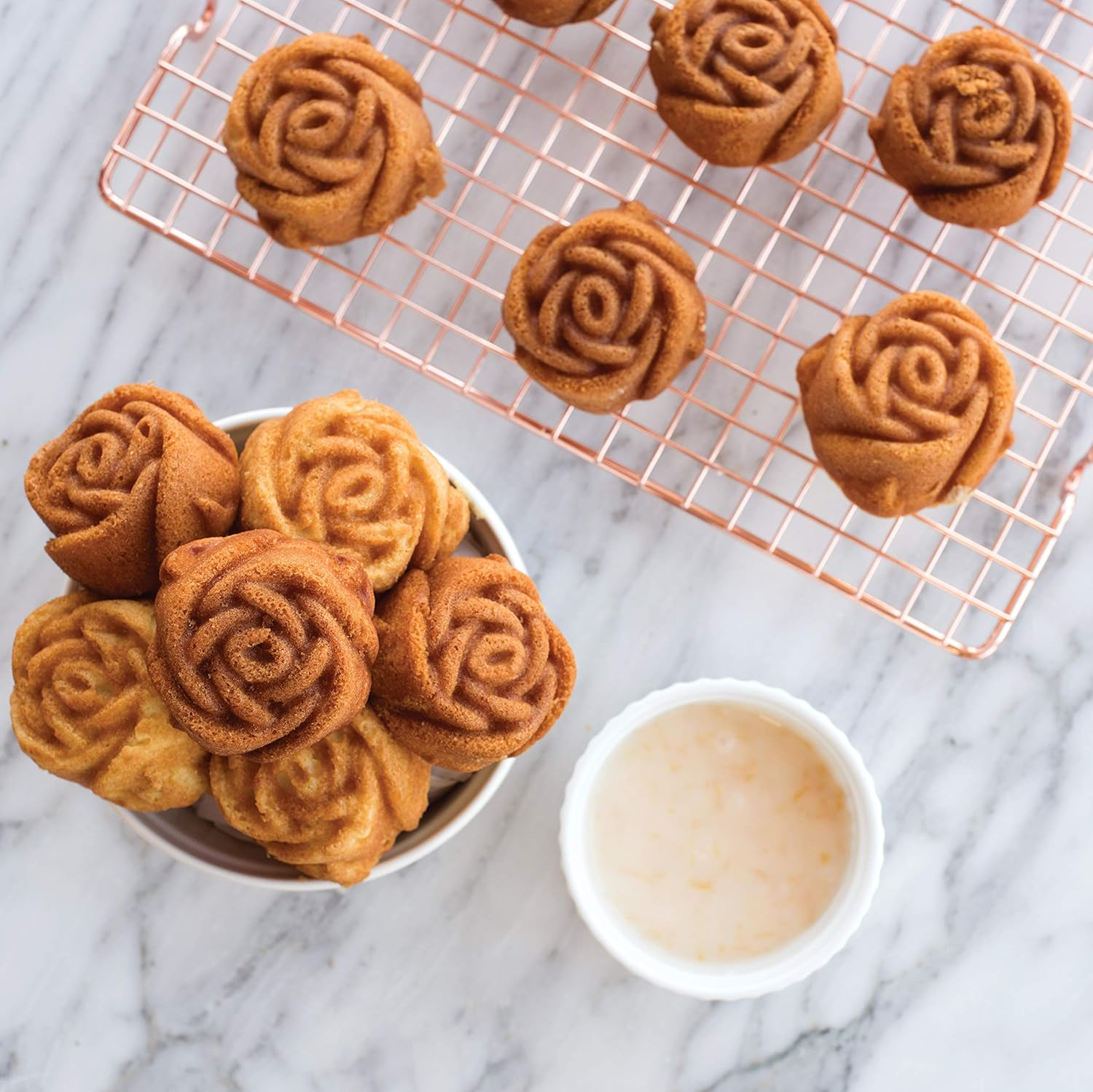 Nordic Ware Rose Bud Pan, 6 Cakelets, Toffee image number 1