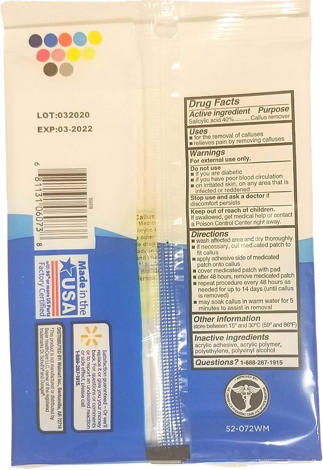 Equate Extra Thick Callus Removers with Salicylic Acid, 4 Pads, 4 Patches; Compare to Dr. Scholl'S image number 1