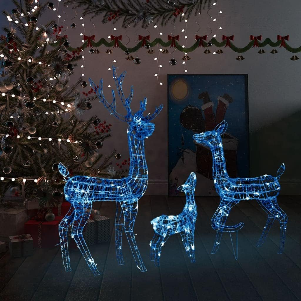 Christmas Reindeer, Xmas Light up Reindeer Outdoor Yard Christmas Decoration Acrylic Reindeer Family Christmas Decoration 300 LED Blue image number 5