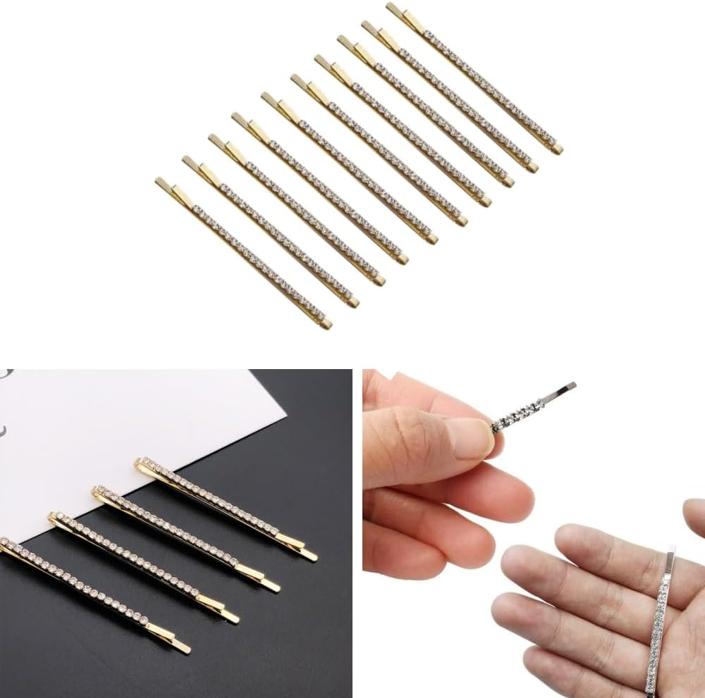 Changyeah Crystal Hair Pins, 12 Pieces Crystal Hair Pins, Diamond Hair Clips, Hair Clips, Accessories for Women, Girls, Gift and Birthday (Gold) image number 1
