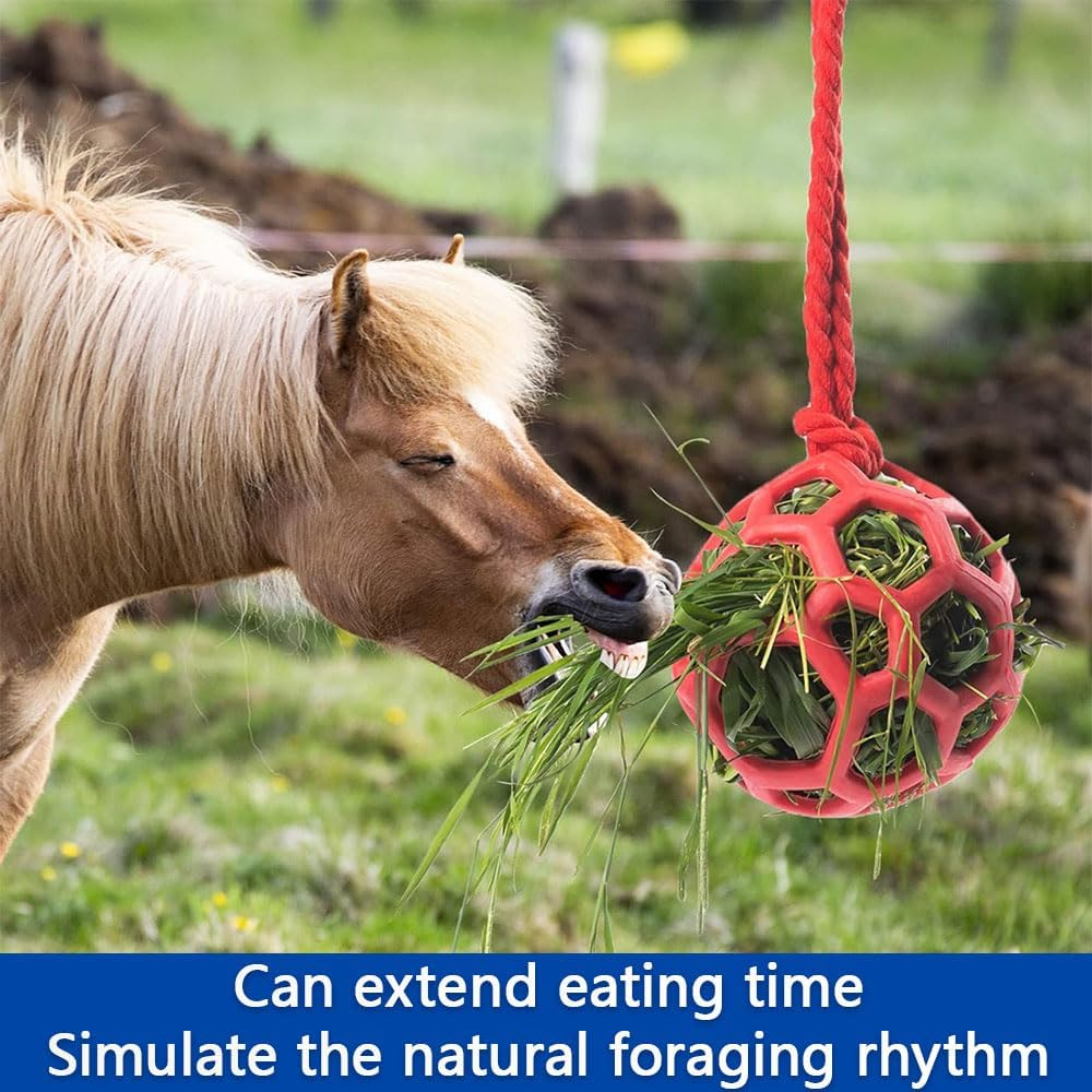3-Pcs Horse Treat Ball Hay Feeder Toy &ndash; Hanging Slow Feeder Ball for Horses, Goats & Sheep, Stall Toy for Feeding and Enrichment image number 1