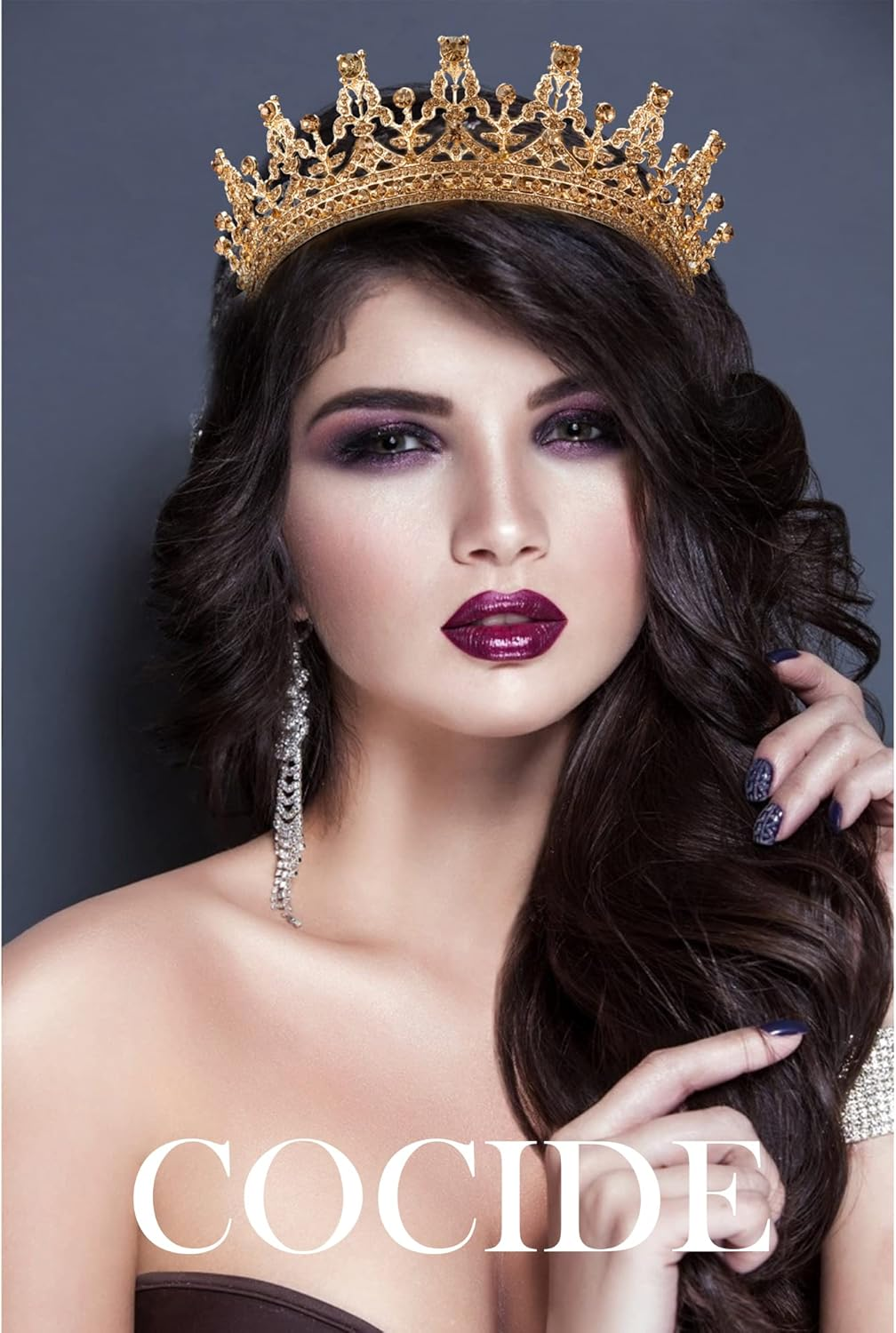 COCIDE Gold Tiara for Women Crystal Crown for Women Rhinestones Queen Princess Hair Accessories for Bride Wedding Birthday Party Bridesmaids Bridal Prom Halloween Costume Cosplay Christmas Gift - 3 image number 4