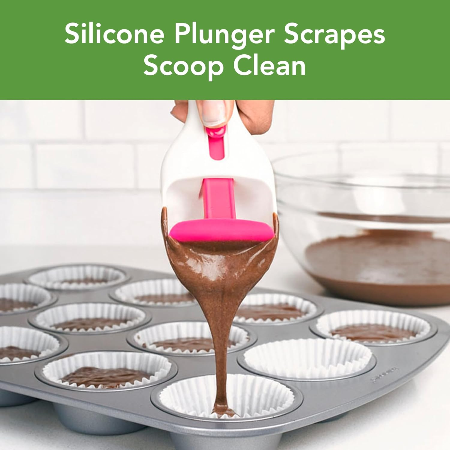 Tovolo Quick Mix Hand Beater Batter Blender, Perfect for Beating Eggs, Mixing Batter or Emulsifying Dressings, Mess-Free Pour, Non-Slip Base, Etched Measurements, BPA Free, Dishwasher Safe Cupcake Scoop One Size White image number 3