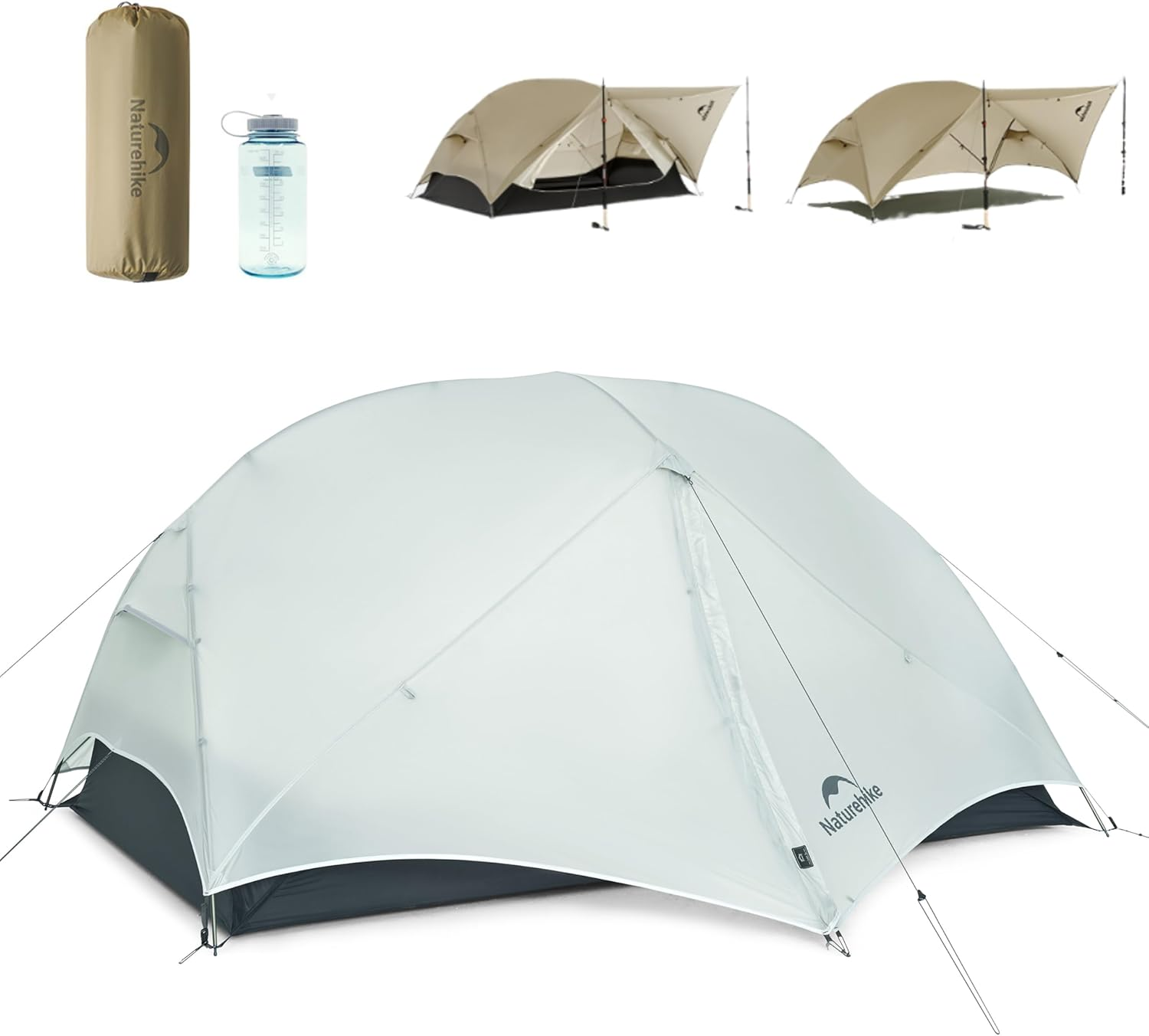 Naturehike Mongar Ul-Zelt [2025 Upgrade] 1,5 Kg, Ultraleichte Zelte, 1/2 Personen, Rucksackzelt, 4 Verwendungsmodi, Wasserdicht, Wanderzelte F&uuml;r Camping Mit Veranda, Einfacher Aufbau image number 2