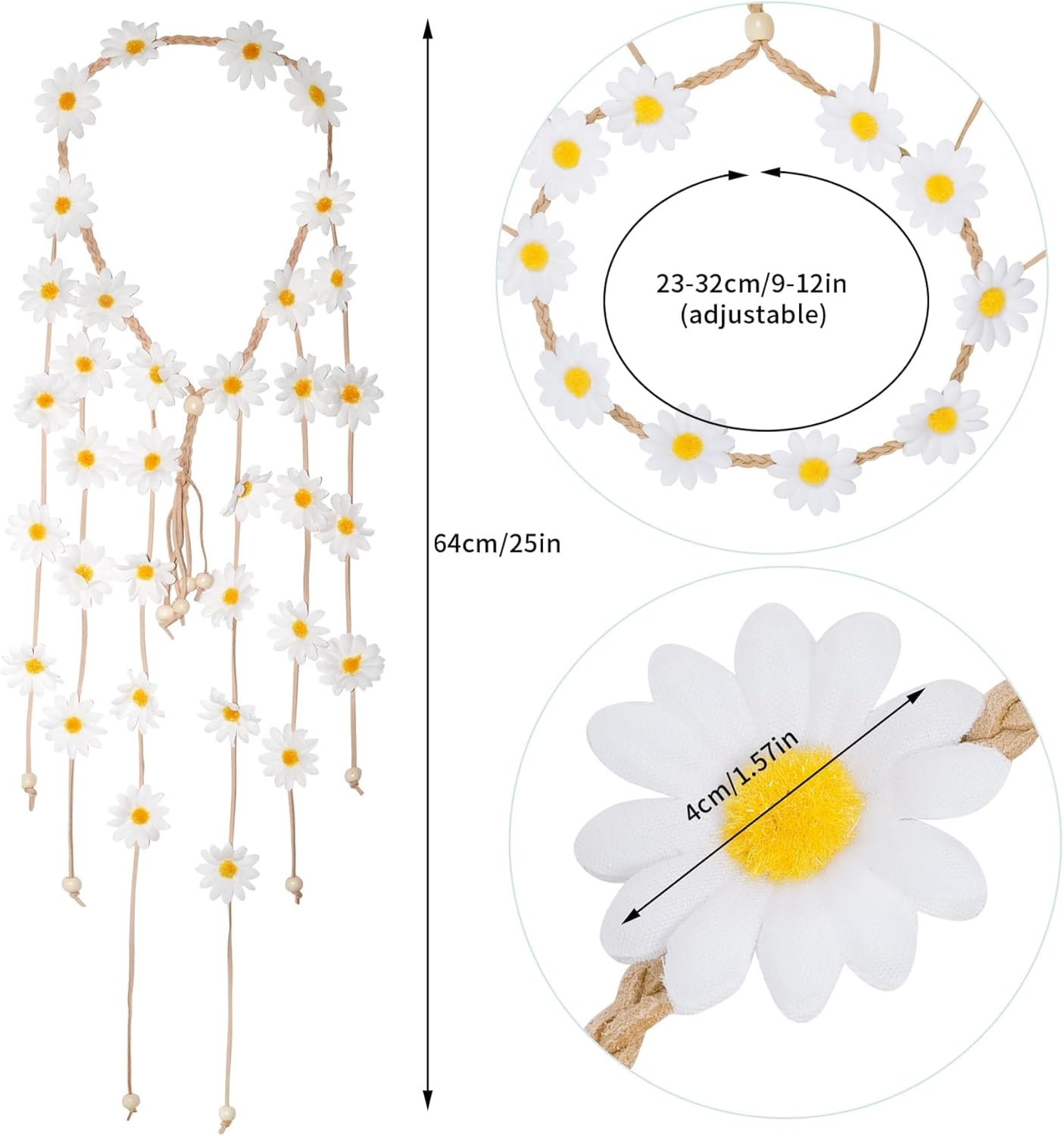 TAXTYHRE Sunflower Hair Accessories, Sunflower Headband, Fashionable Goose Flower Hair Accessories, Adjustable Flowers Headband for Women Girls Beach Wedding Carnival Party White image number 3