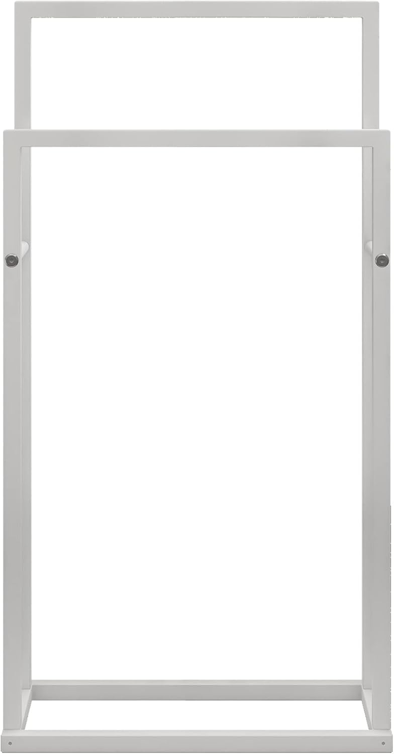 FOUBAM Towel Racks for Bathroom, 2 Tiers Free Standing Floor Bath Towel Racks for Pool, Outdoor Towel Rack Holder Heavy Duty Metal Storage Blanket Ladder (White) image number 5