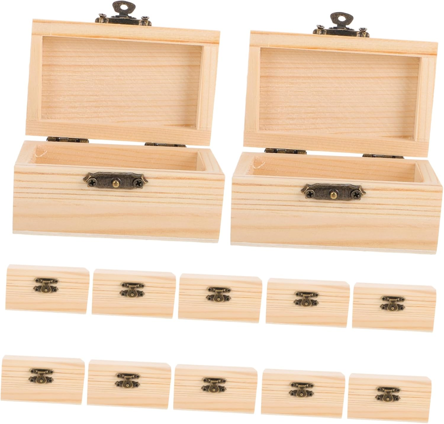 Angoily 12Pcs DIY Paintable Wooden Keepsake Chest Lock Small Unfinished Treasure Box Storage for Boys and Girls Crafts and Jewelry image number 5