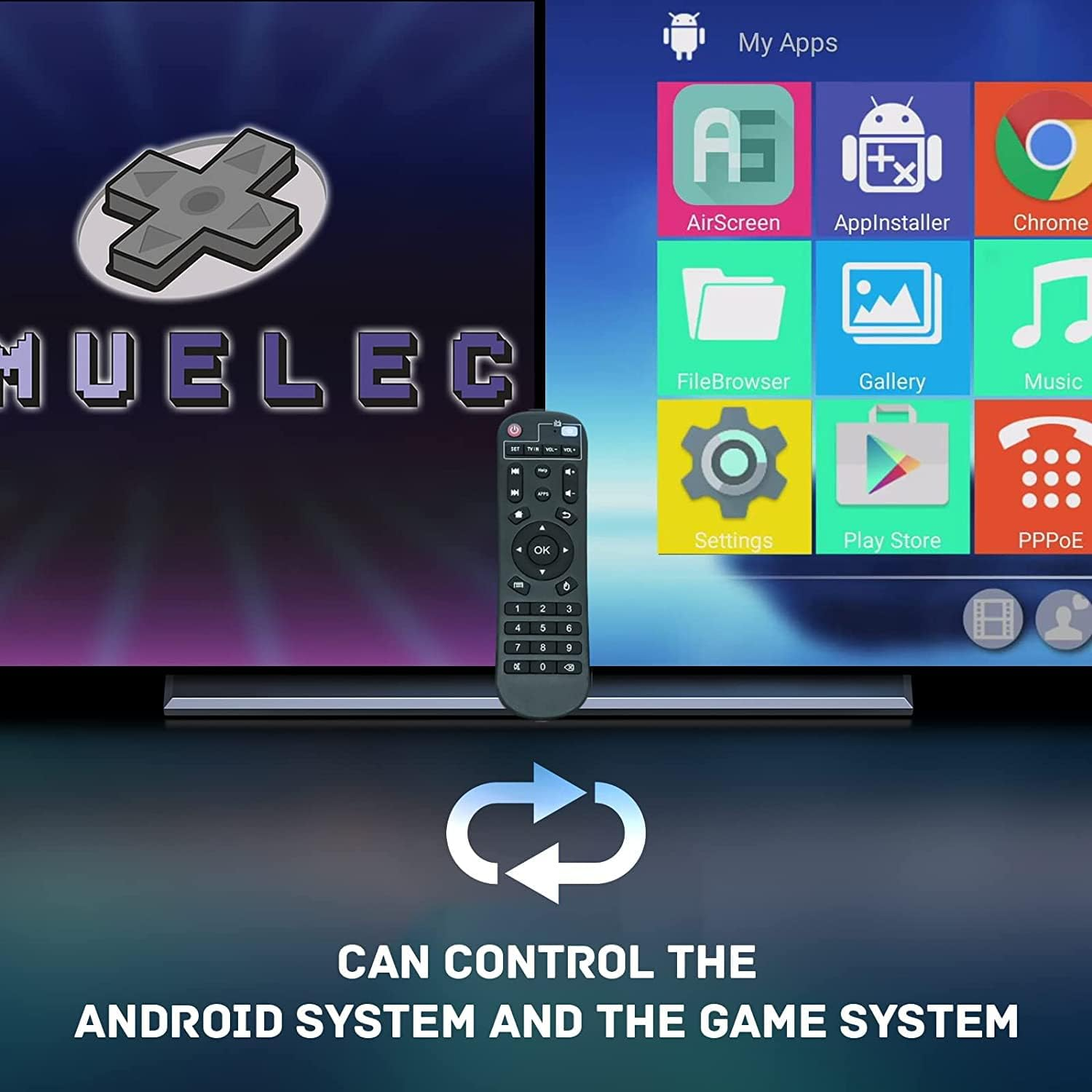 Kinhank Super Console X2 Retro Game Console with 100000+Games,Video Game Console Emuelec 4.5&Android 9.0 in 1,Compatible with PSP/PS1/DC/MAME,2 Controllers