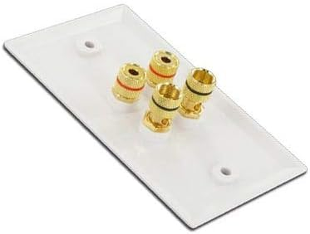 Selby Budget 2 Speaker Cable Wall Plate Wallplate DIY Home Theatre Hi-Fi White image number 2