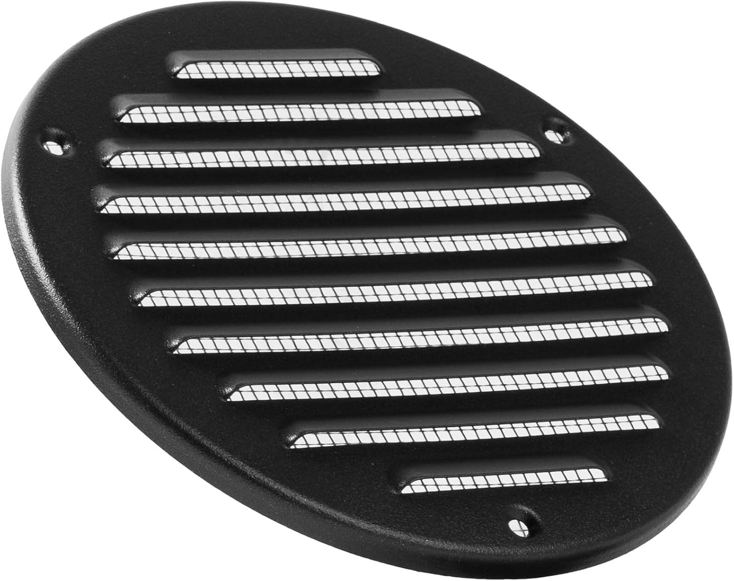 Vent Systems - 5 Inch (Inner) Black Metal round Soffit Air Vent Grille Cover, Register Air Vent Deflector, Louver - Built-In Mesh - HVAC for Bathroom, Home Office, Kitchen 6 Inch (Outer) image number 6