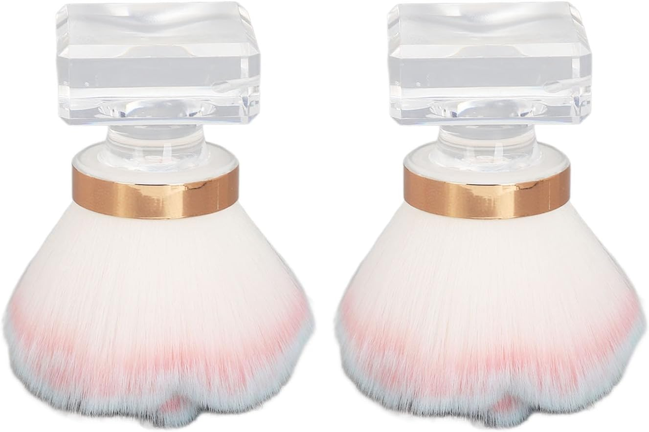 Nail Art Dust Removal Brushes, Pink Nail Art Powder Brushes Versatile Ergonomic 2 Set for Makeup image number 4