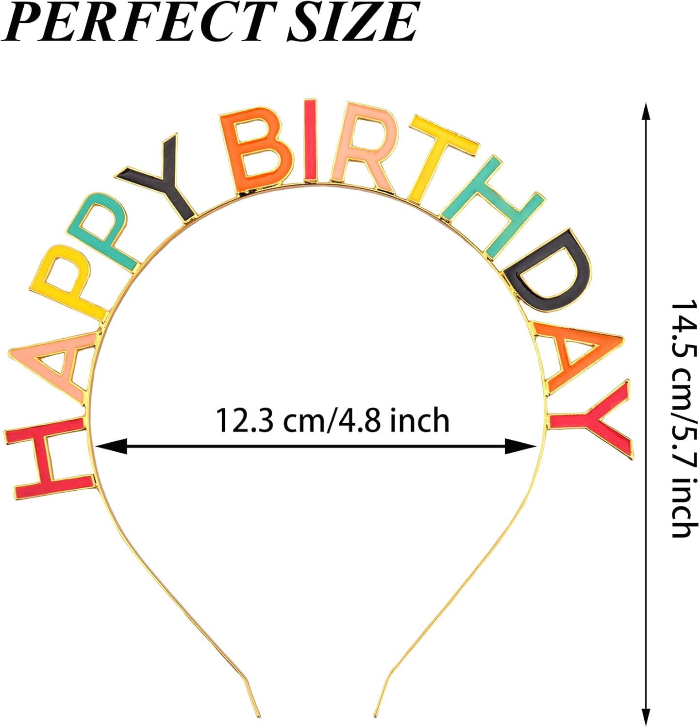 Happy Birthday Crown Rainbow Alloy Headband Birthday Headpiece for Women Girls Birthday Gift and Party Decorations Colorful