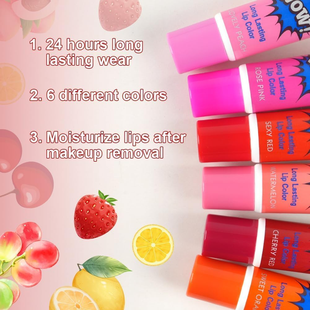Peel off Lip Stain, 6 Pcs Tattoo Magic Color Lip Gloss Sets, Easy Peel off Lipgloss Set, Long Lasting Peel off Lipstick Kit, Waterproof Peel off Lip Tint Cosmetic Gift Set for Girls image number 2