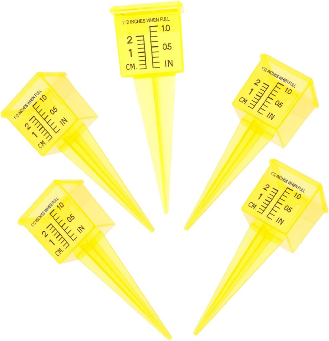 IWOWHERO 5Pcs Rain Gauge Sprinkler Catch Cups Sprinkler Gauge for Lawn Water Gauge for Water Gauge Rain Collector for Garden Outdoor Water Measuring Tool Yellow PVC image number 1