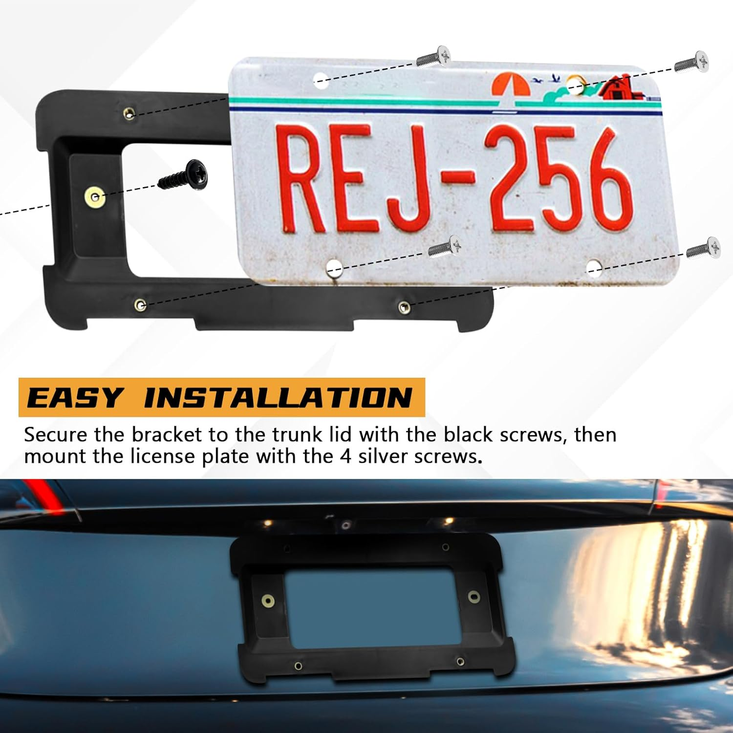 Wuyaoyao Rear License Plate Frame Bracket Holder Mount, Car License Plate Frame with Screws Compatible with 1 2 3 4 5 Series, License Plate Frames Holder Replace for 51187160607
