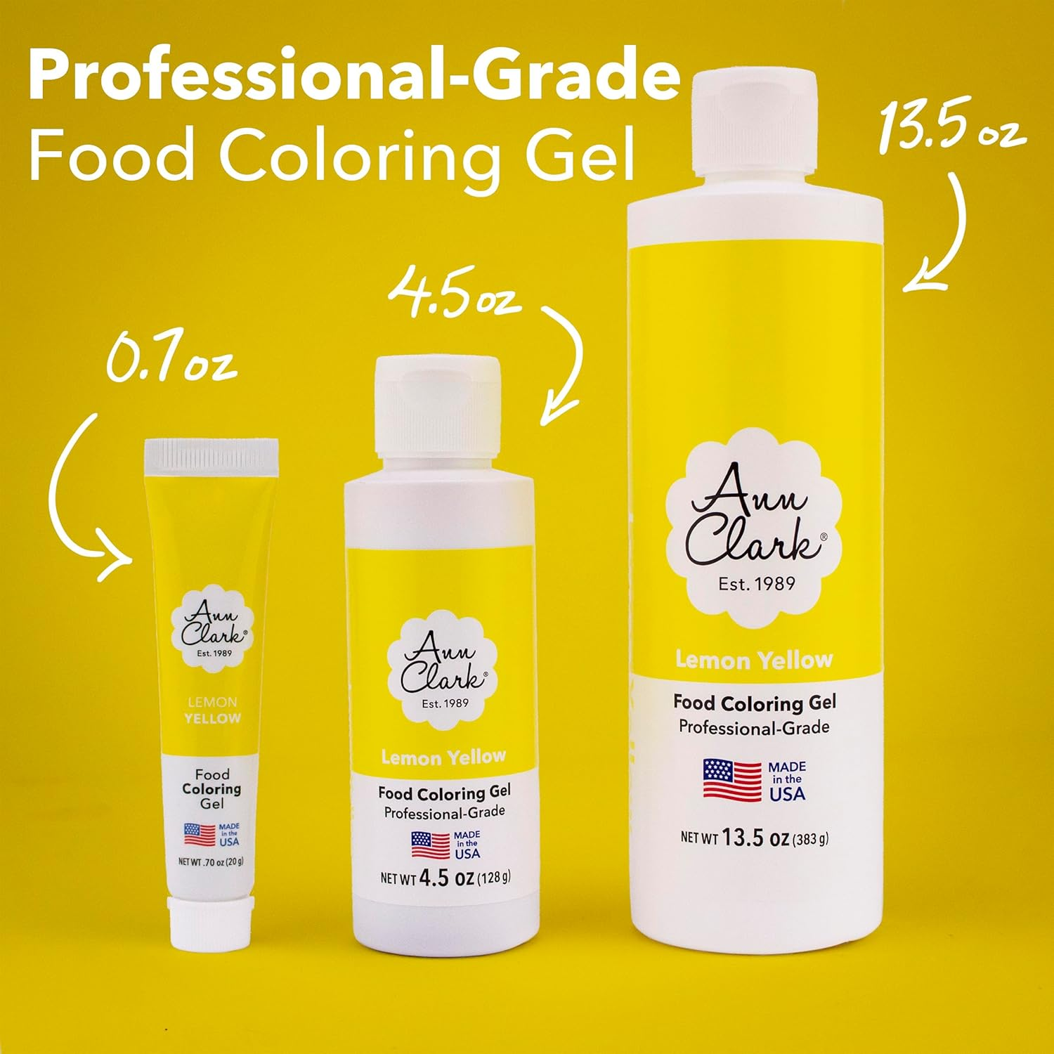 Ann Clark Lemon Yellow Food Coloring Gel Extra Large 13.5 Oz Professional Grade Made in USA image number 2
