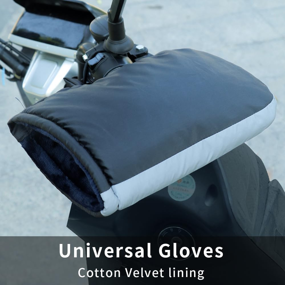 B-Qtech Winter Scooter Gloves, Motorcycle Hand Warmers, Winter Thickened Plush Handlebar Cover, Waterproof & Windproof Warm Gloves with Reflective Stripes image number 1