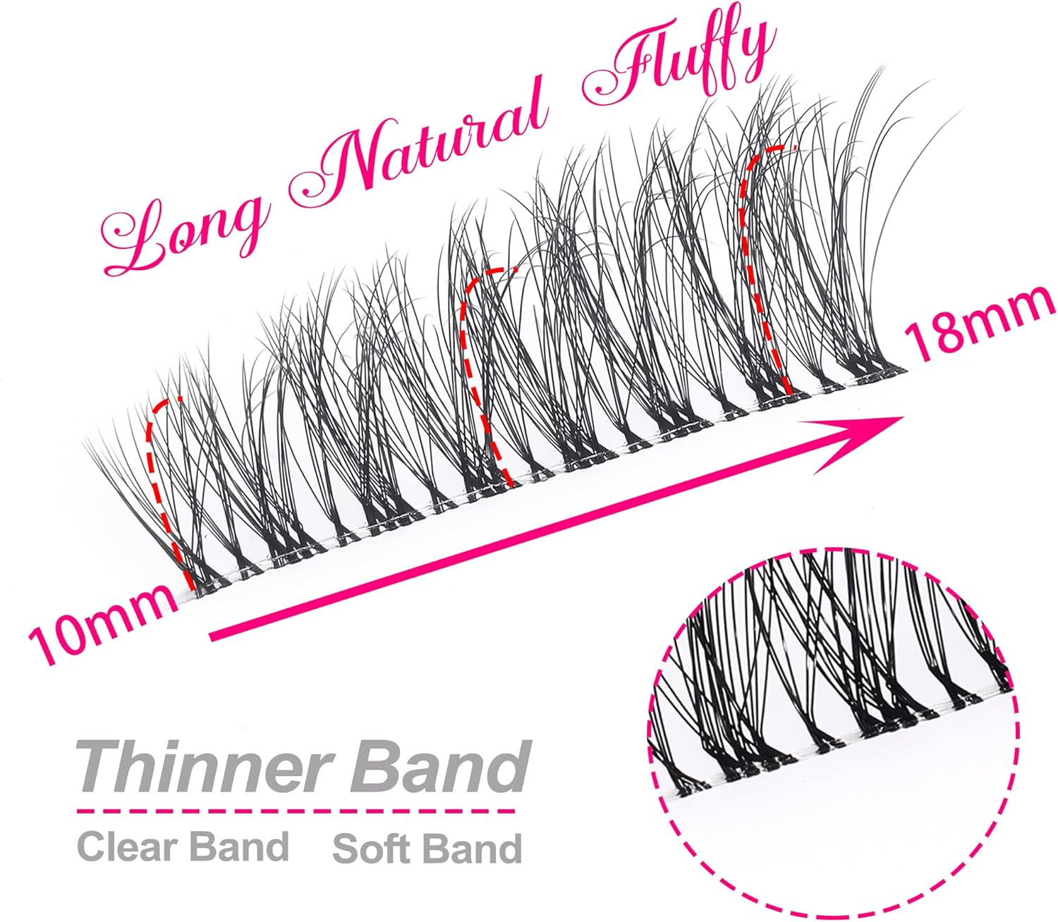 KSYOO Long Natural Lashes with Clear Band Lashes Wispy,10-18Mm Cat Eye Lashes D Curl Strip Lashes That Look like Extensions,3D Natural Fluffy Faux Mink False Eyelashes Natural Look
