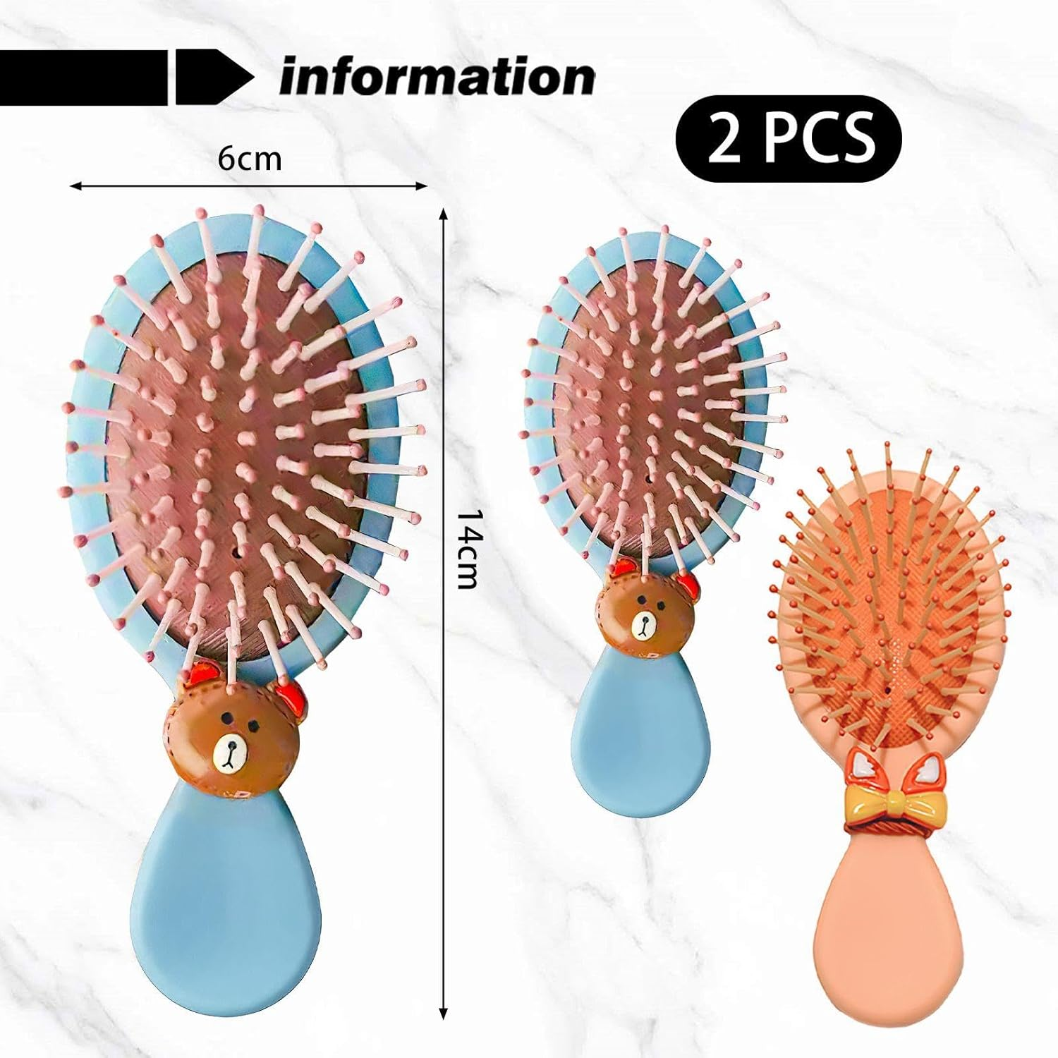 2 Pieces Air Cushion Hair Comb, Massage Comb, Cute Hair Comb, Portable Comb, Hair Styling Tool. image number 5