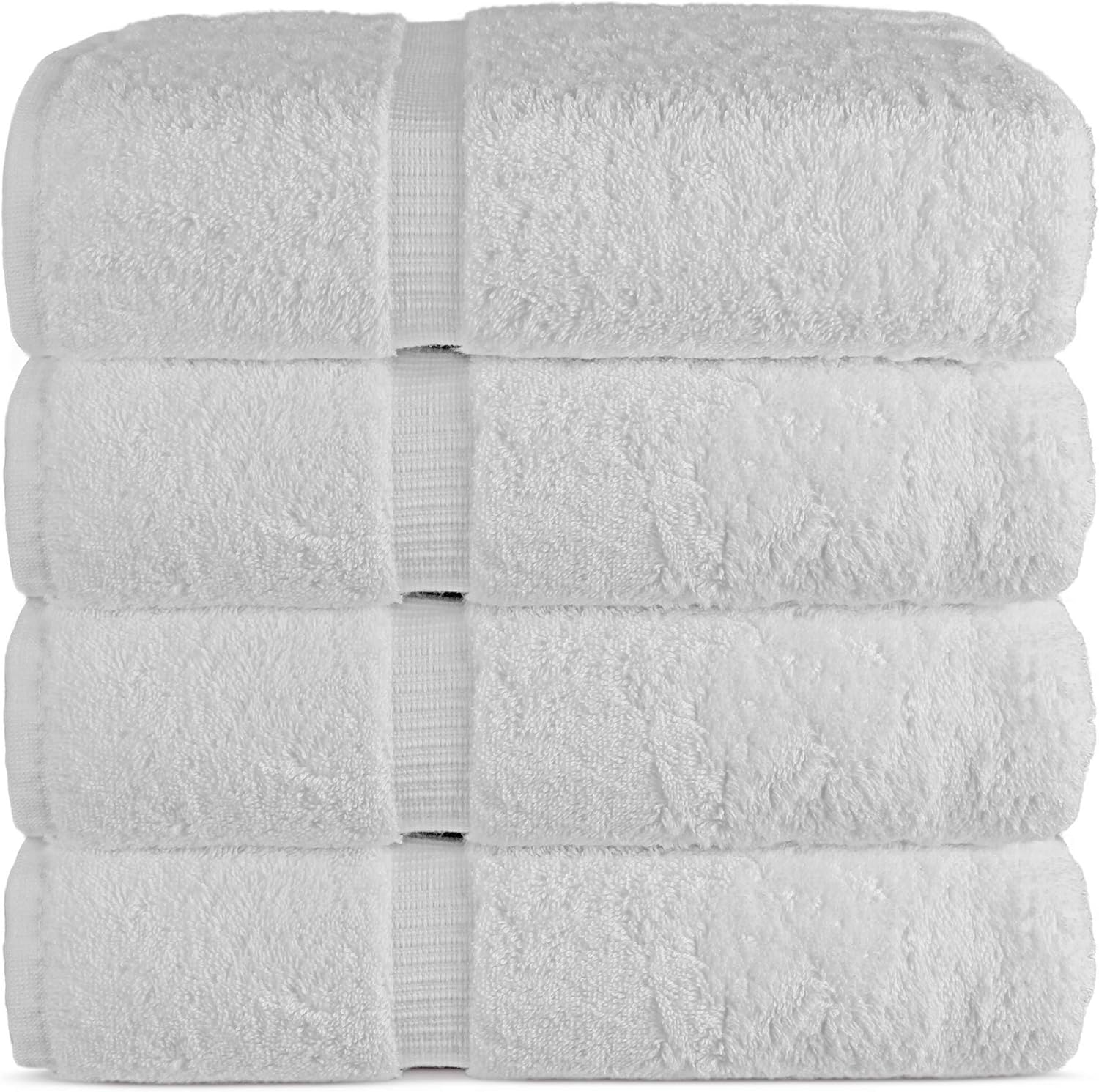 Luxury Hotel & Spa Bath Towel 100% Genuine Turkish Cotton, Set of 4, White