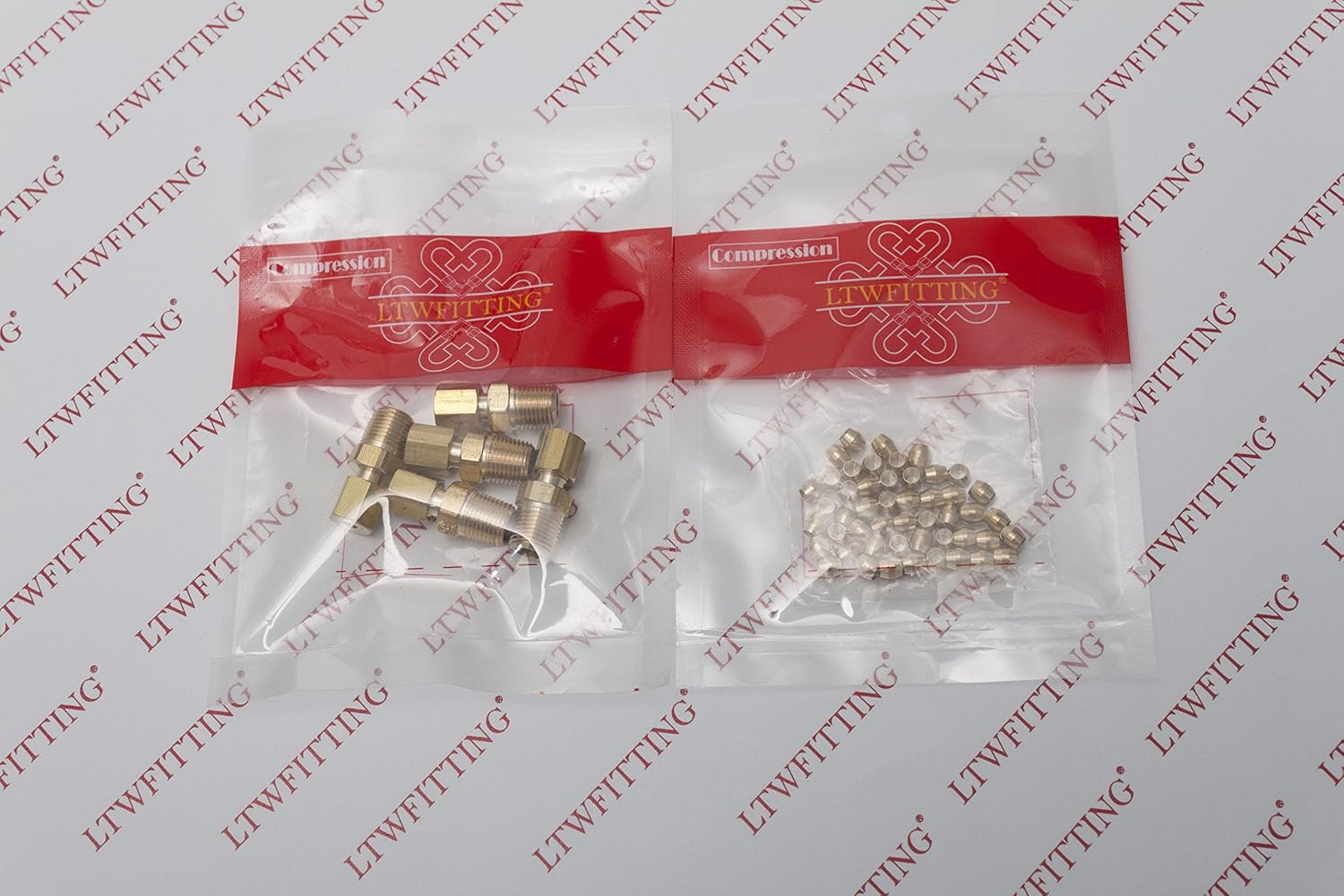 LTWFITTING 1/8-Inch Brass Compression Sleeves Ferrule with 1/8-Inch OD X 1/8-Inch Male NPT Compression Connector Fitting (Pack of 55) image number 2