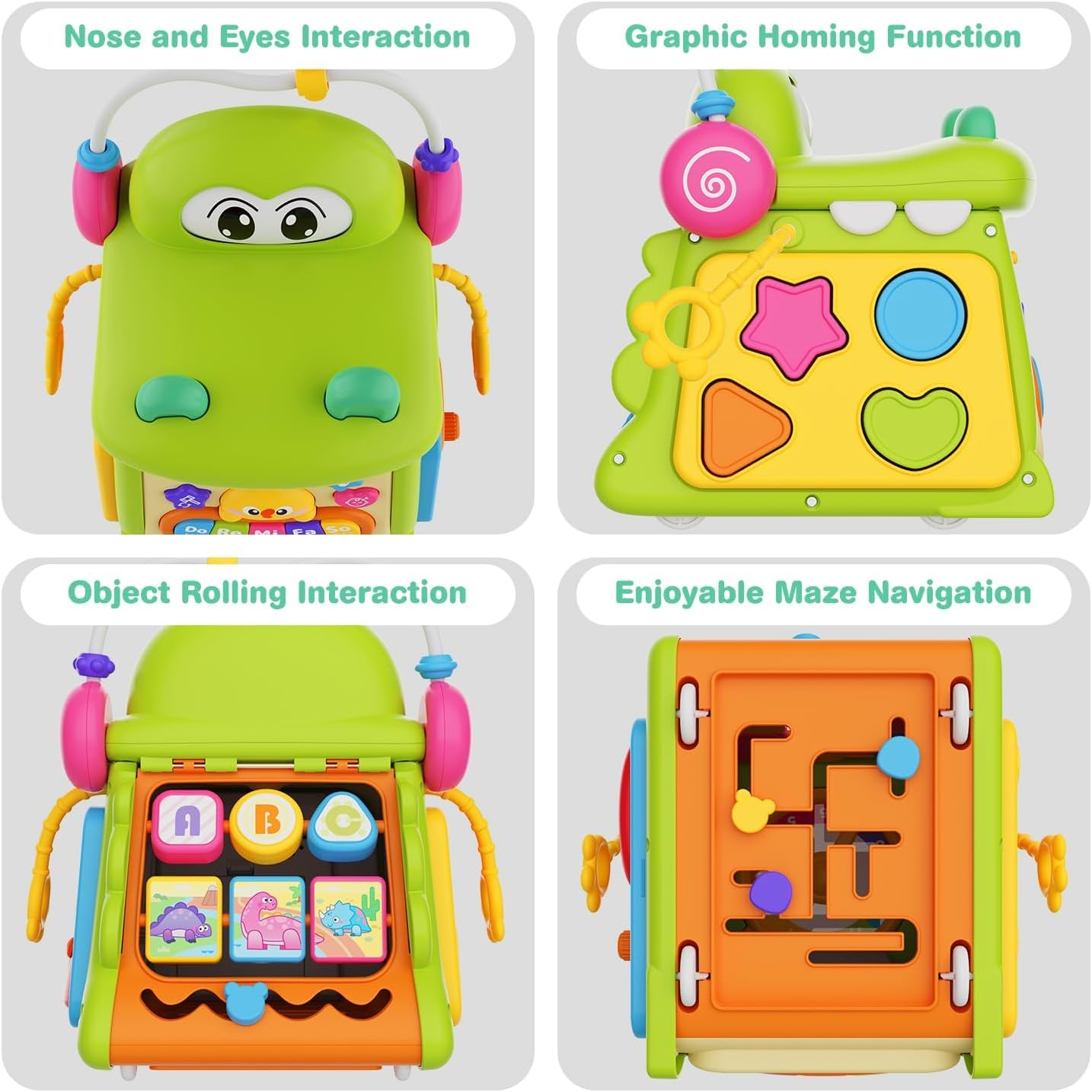 Musical Baby Toys for 1 + Year Old, 8 in 1 Multi-Functional Montessori Crocodile Toddler Toys, Early Development Learning and Educational Toys for Preschool Girls Boys image number 3