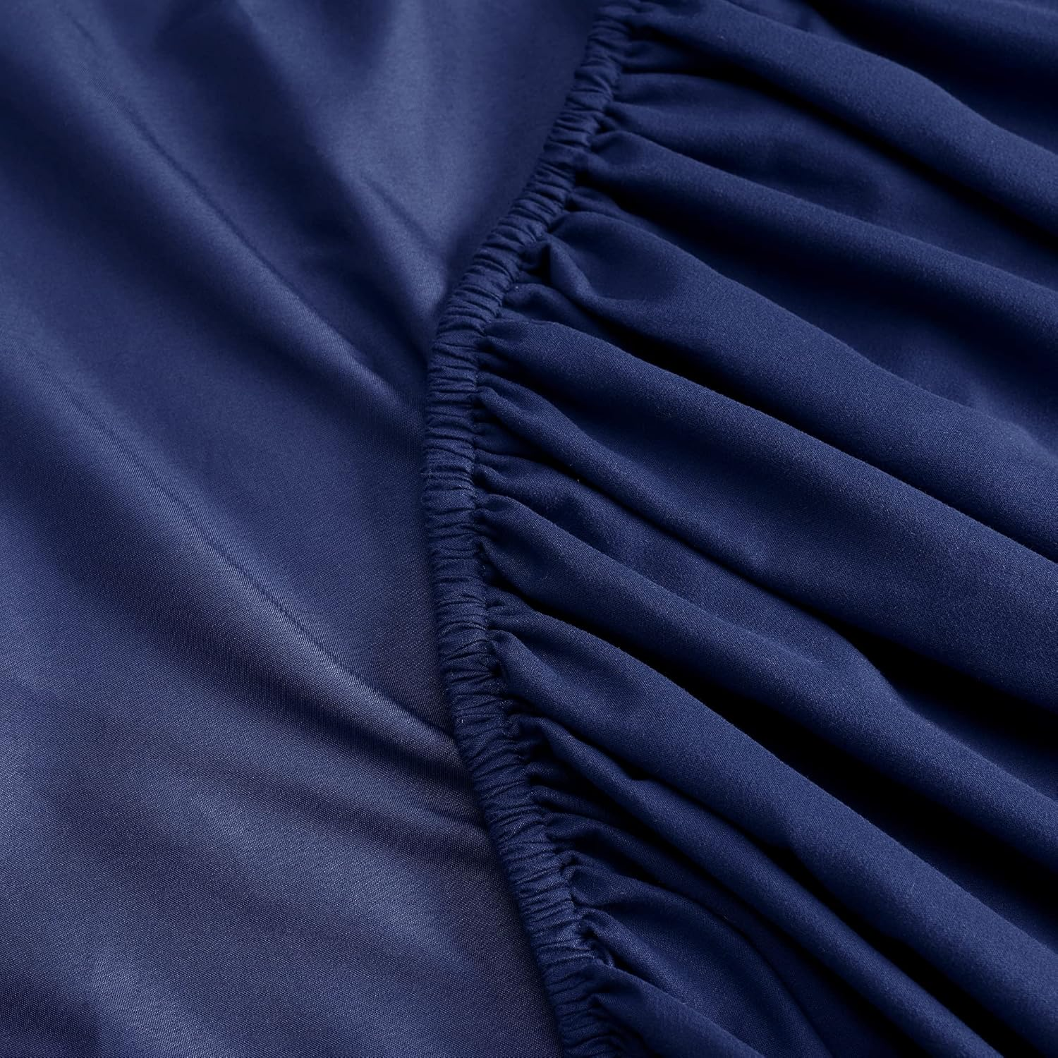 Serta Simply Clean Super Soft Hypoallergenic Stain Resistant Deep Pocket 4 Pieces Solid Bed Sheet Set, Queen, Navy image number 3