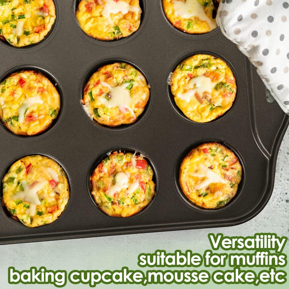 Cyimi Mini Muffin Pan 12 Cup with Removable Bottom,Nonstick Cupcake Pans for Baking,Mini Muffin Cheesecake Tin for Oven, 12 Cavity Premium Carbon Steel Bakeware for Bite Size Tarts image number 5