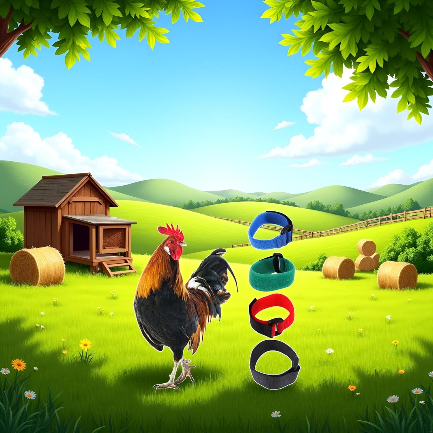 2Pcs anti Crowing Collar Adjustable Rooster Cockerels Anti-Hook No Noise Nylon Neck Strap Pet Products Pets Collar anti Crow Rooster Rooster Collar Collar anti Crow Rooster Collar for Small Rooster image number 1