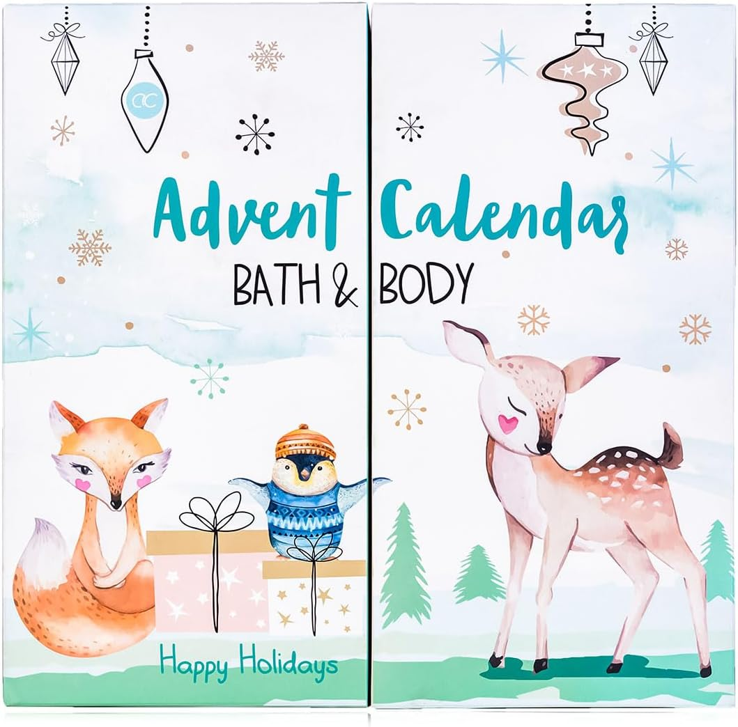 Accentra Care Advent Calendar 2024 for Girls with 24 Care Products - Beauty Advent Calendar with Body Lotion, Bath Bombs, Shower Gel, Shampoo, Lip Balm, Hand Cream and Much More - Christmas Calendar