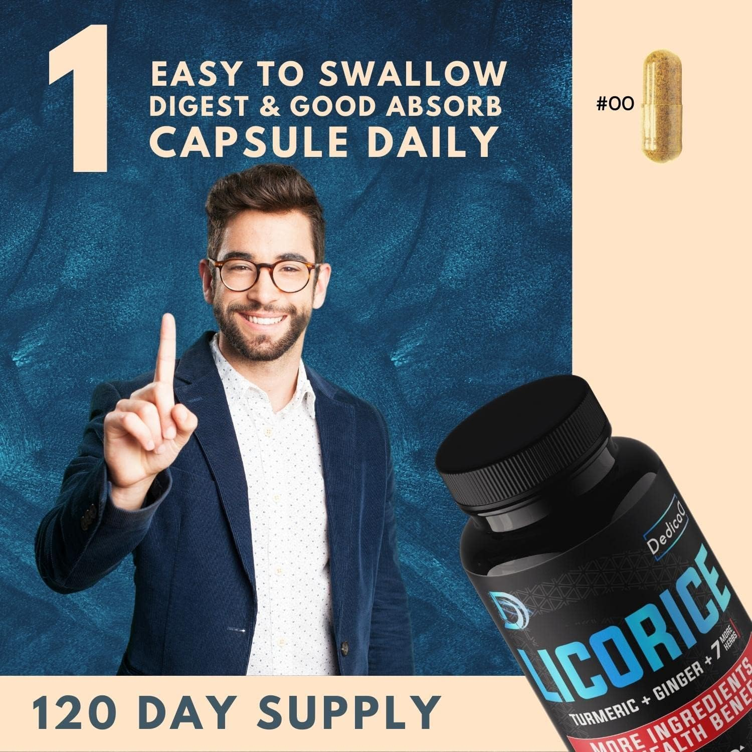 Licorice Extract Capsules - Equivalent to 6800 Mg of 10 Herbs with Turmeric, Ginger, Peppermint Leaf & Others - Support Digestion, Immune & Body Health - 4 Months Supply - Non-Gmo, Gluten Free